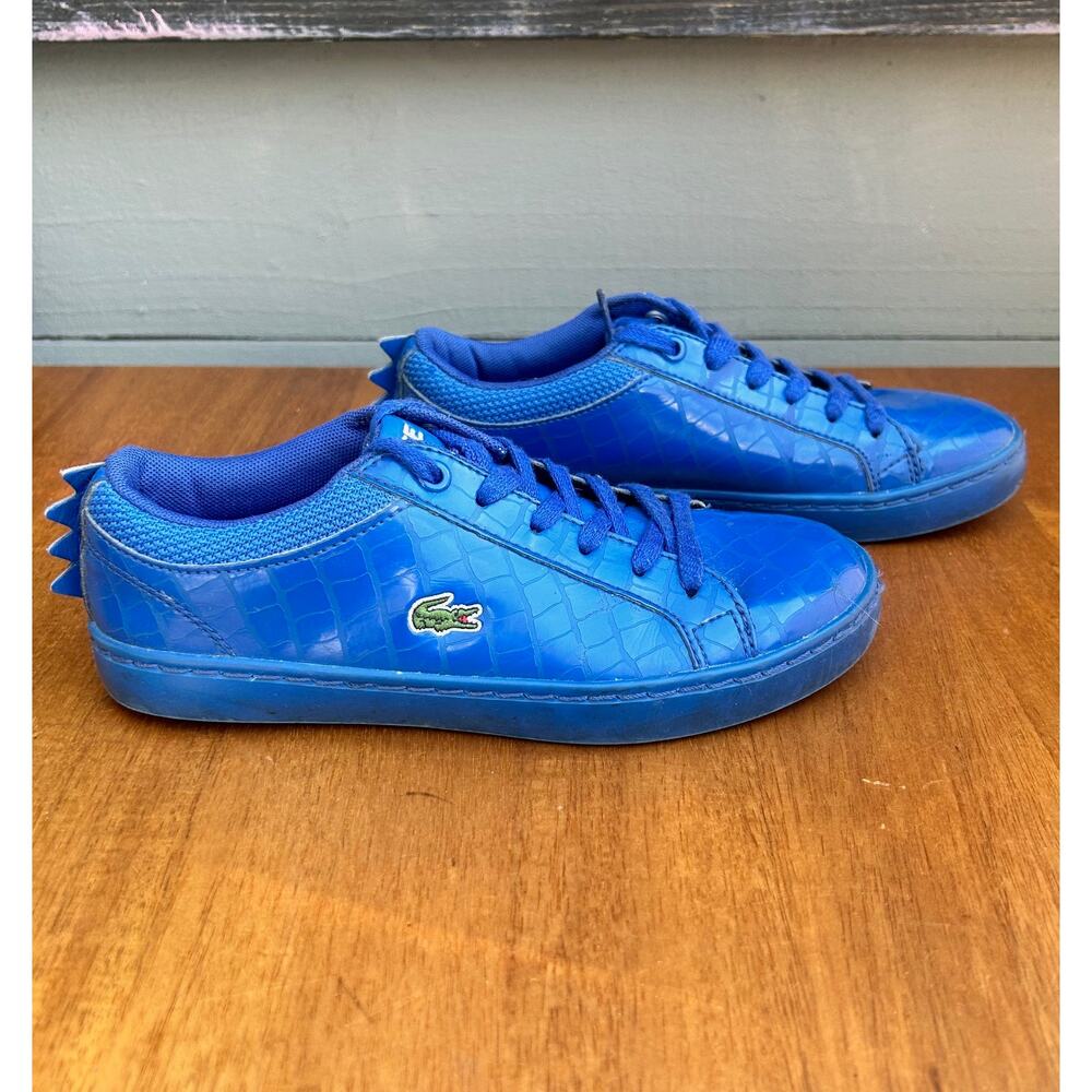 Lacoste Straightset Blue Croc Embossed Sneakers Youth Size 2 / EU 33 - Picture 3 of 8